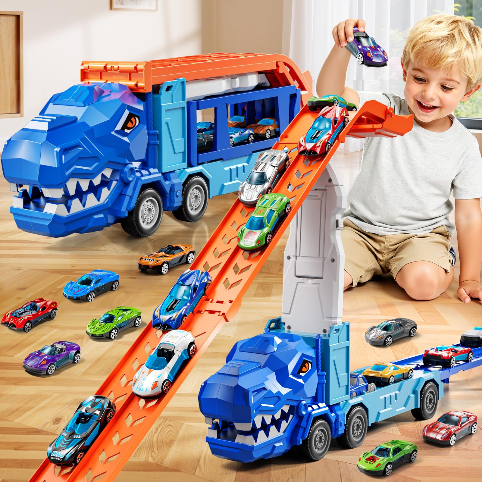 Amazon.com: XINNOVEL Truck Toys Car Track Set for 3 4 5 6 Years